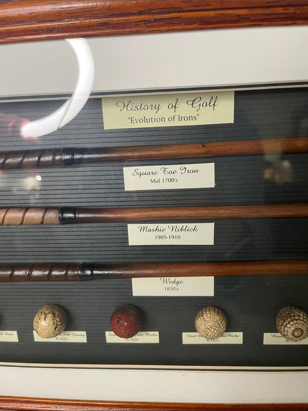 Framed History of Golf Evolution of Clubs Irons Balls Shadow Box Display Vintage - Picture 6 of 13